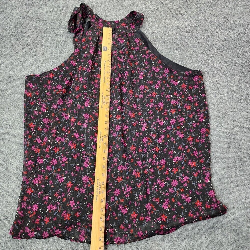 Torrid Crinkle Lurex Chiffon Halter Top Dark Black Floral‎ Sleeveless Size 5 5X - Picture 11 of 13